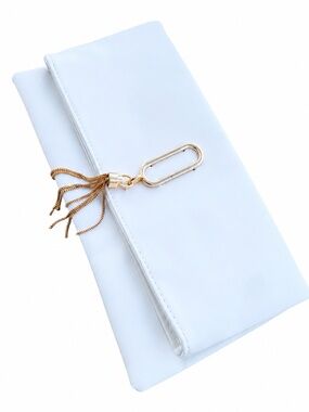 spacious white evening clutch